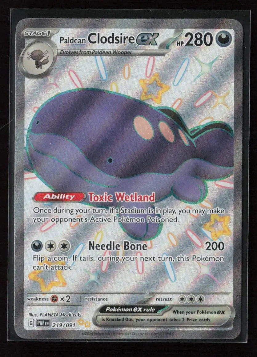 Paldean Clodsire Ex - Shiny Ultra Rare Sv: Paldean Fates 219/091 Nm 1