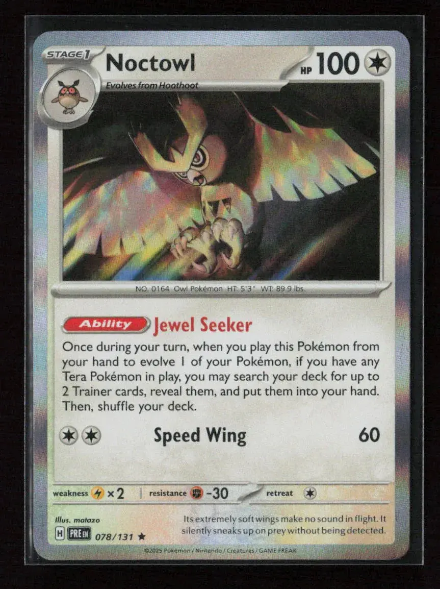 Noctowl Rare Sv: Prismatic Evolutions 078/131 Nm 1