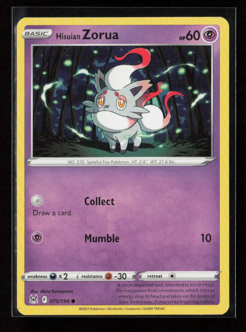Hisuian Zorua Common Swsh11: Lost Origin 075/196 Lp 1