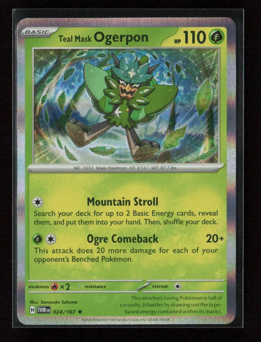 Teal Mask Ogerpon Rare Sv06: Twilight Masquerade 024/167 Nm 1