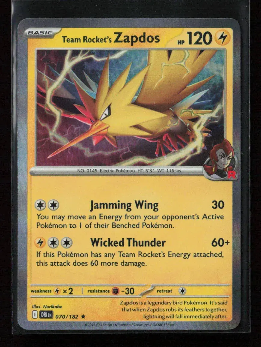 Team Rocket's Zapdos Rare Sv10: Destined Rivals 070/182 Nm 1