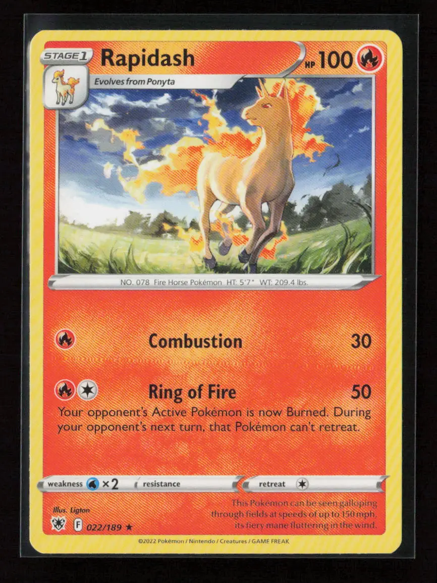 Rapidash Rare Swsh10: Astral Radiance 022/189 Lp 1