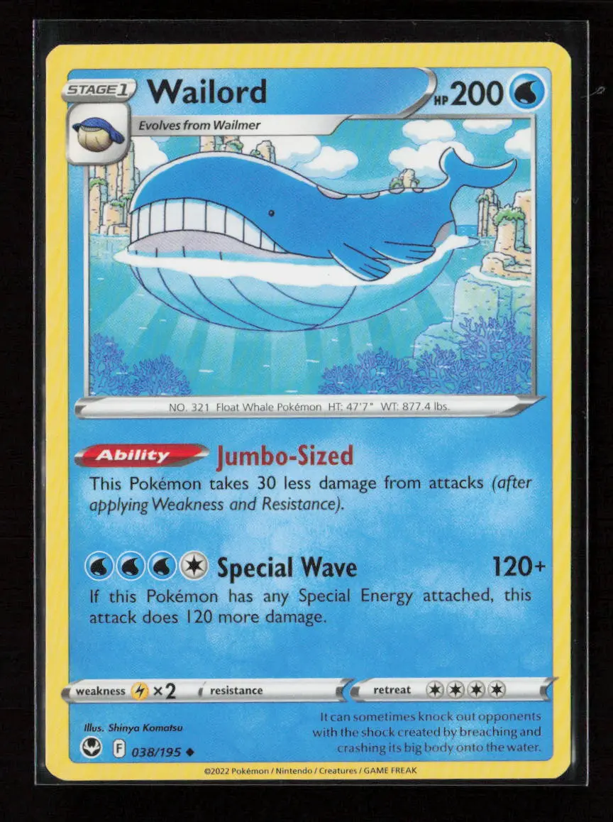 Wailord Uncommon Swsh12: Silver Tempest 038/195 Nm 1