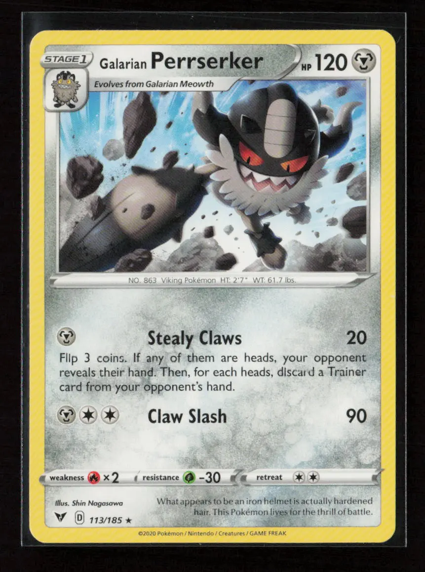 Galarian Perrserker Rare Swsh04: Vivid Voltage 113/185 Lp 1
