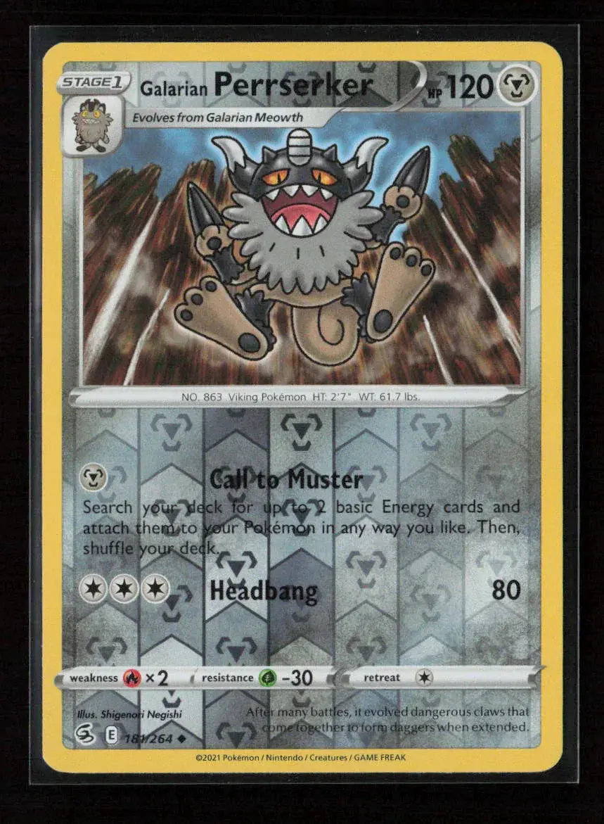 Galarian Perrserker Uncommon Swsh08: Fusion Strike 181/264 Nm 1
