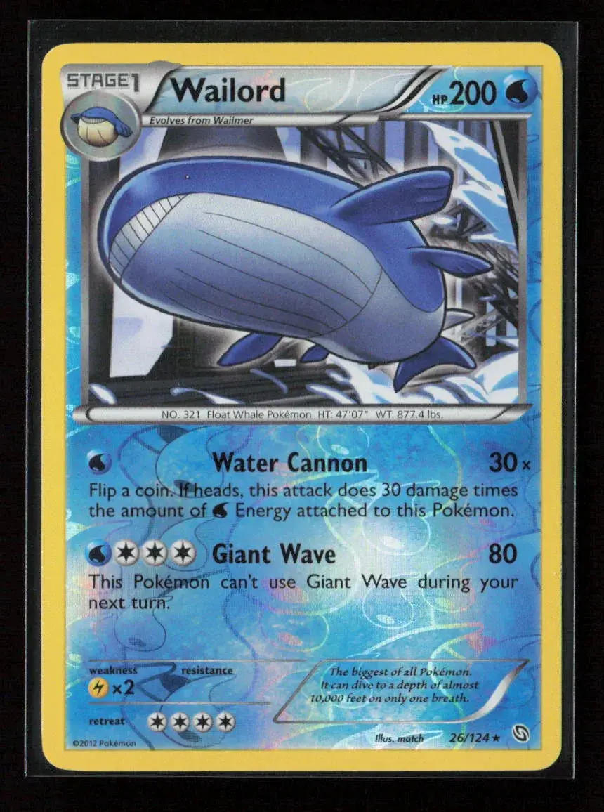 Wailord Holo Rare Dragons Exalted 26/124 Lp 1
