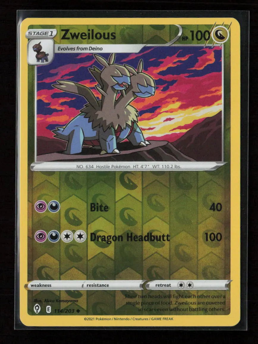 Zweilous Uncommon Swsh07: Evolving Skies 114/203 Nm 1