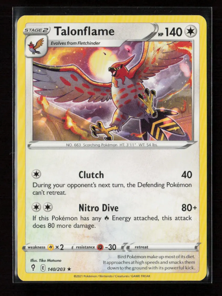 Talonflame Rare Swsh07: Evolving Skies 140/203 Lp 1