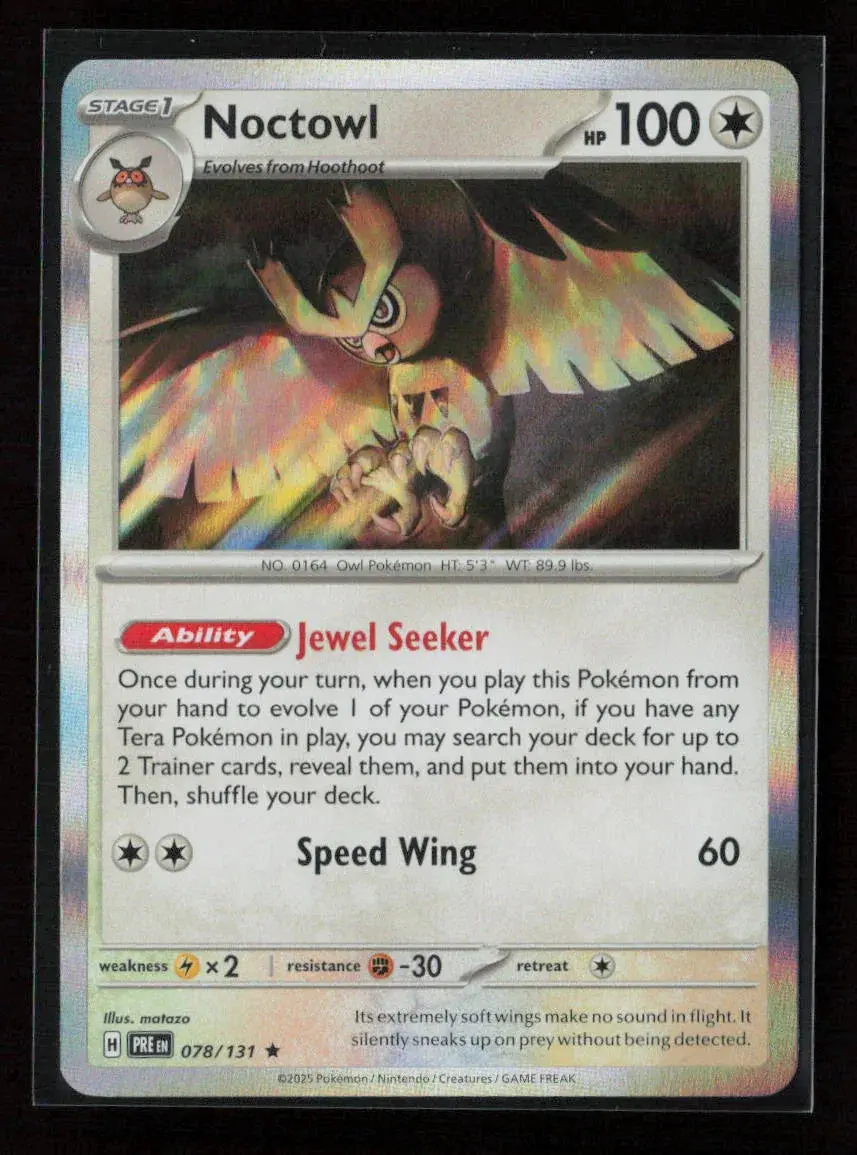Noctowl Rare Sv: Prismatic Evolutions 078/131 Nm 1