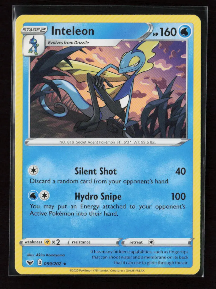 Inteleon (059) Rare Swsh01: Sword & Shield Base Set 059/202 Lp 1