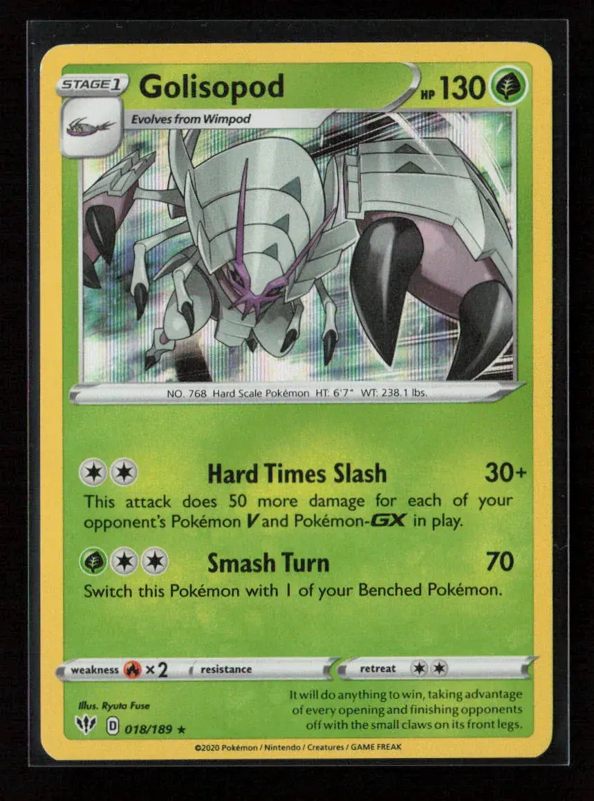 Golisopod Holo Rare Swsh03: Darkness Ablaze 018/189 Nm 1