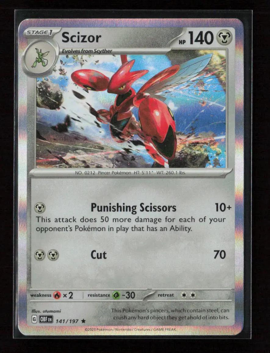 Scizor Rare Sv03: Obsidian Flames 141/197 Nm 1