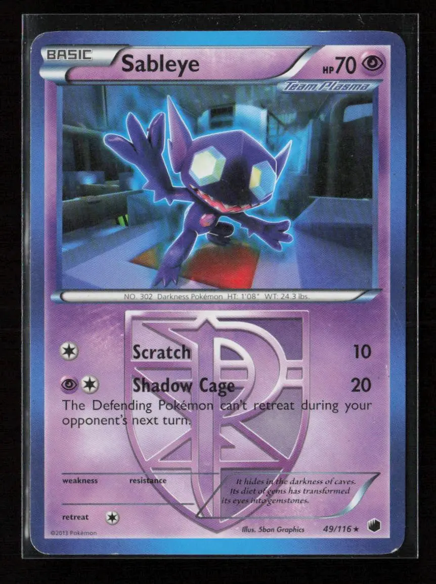 Sableye (Team Plasma) Rare Plasma Freeze 49/116 Lp 1