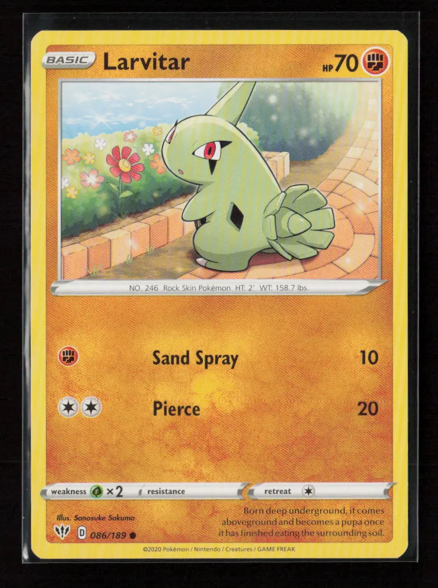 Larvitar Common Swsh03: Darkness Ablaze 086/189 Lp 1