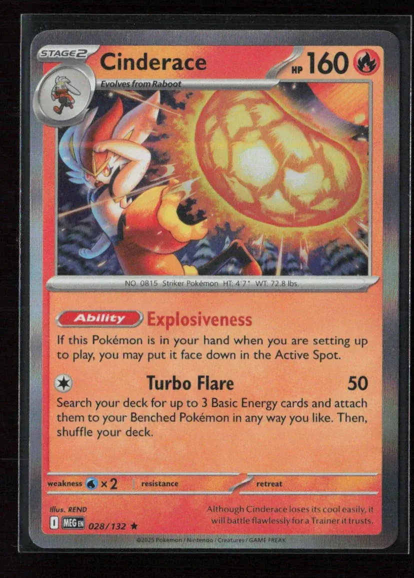Cinderace Rare Me01: Mega Evolution 028/132 Nm 1