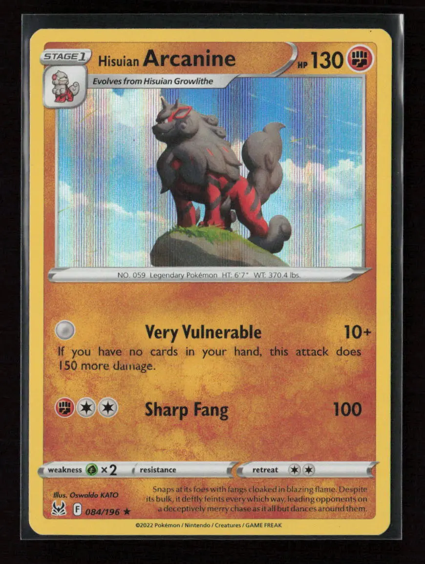 Hisuian Arcanine Holo Rare Swsh11: Lost Origin 084/196 Nm 1