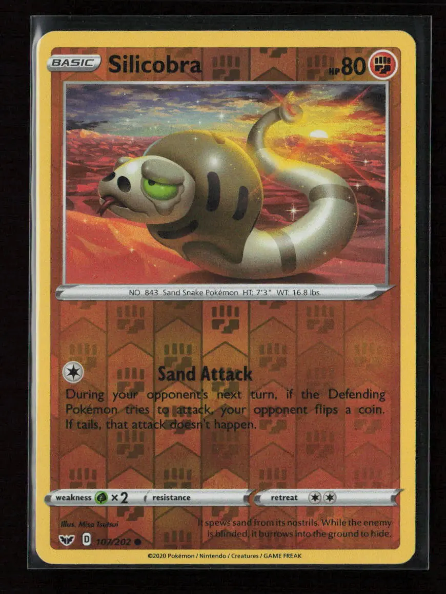 Silicobra (107) Common Swsh01: Sword & Shield Base Set 107/202 Nm 1