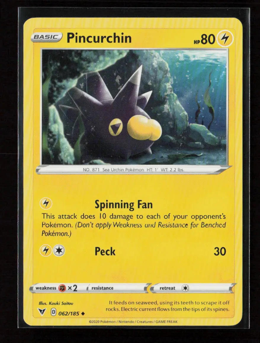Pincurchin Uncommon Swsh04: Vivid Voltage 062/185 Lp 1