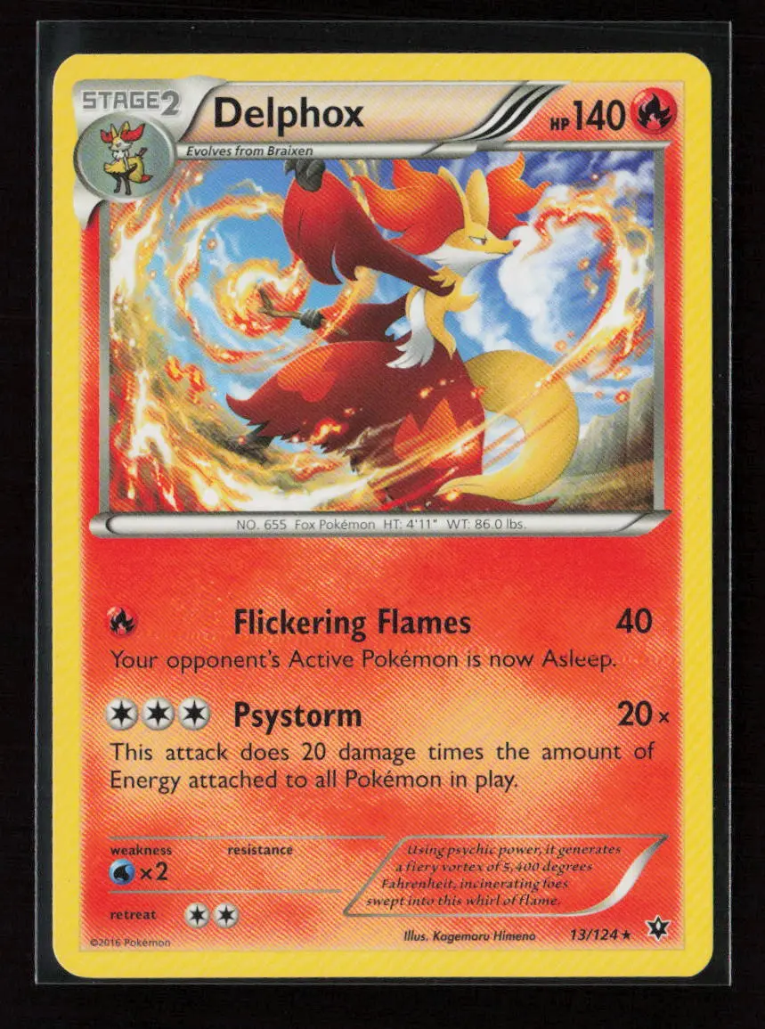 Delphox Holo Rare Xy - Fates Collide 13/124 Lp 1