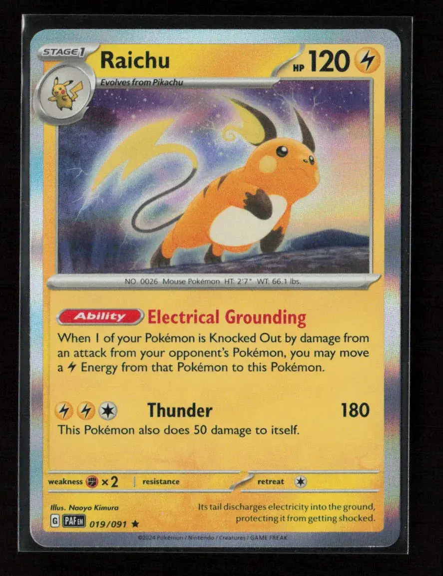 Raichu - Rare Sv: Paldean Fates 019/091 Nm 1