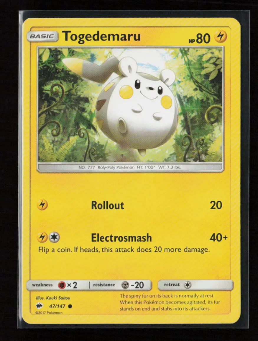Togedemaru Common Sm - Burning Shadows 47/147 Lp 1