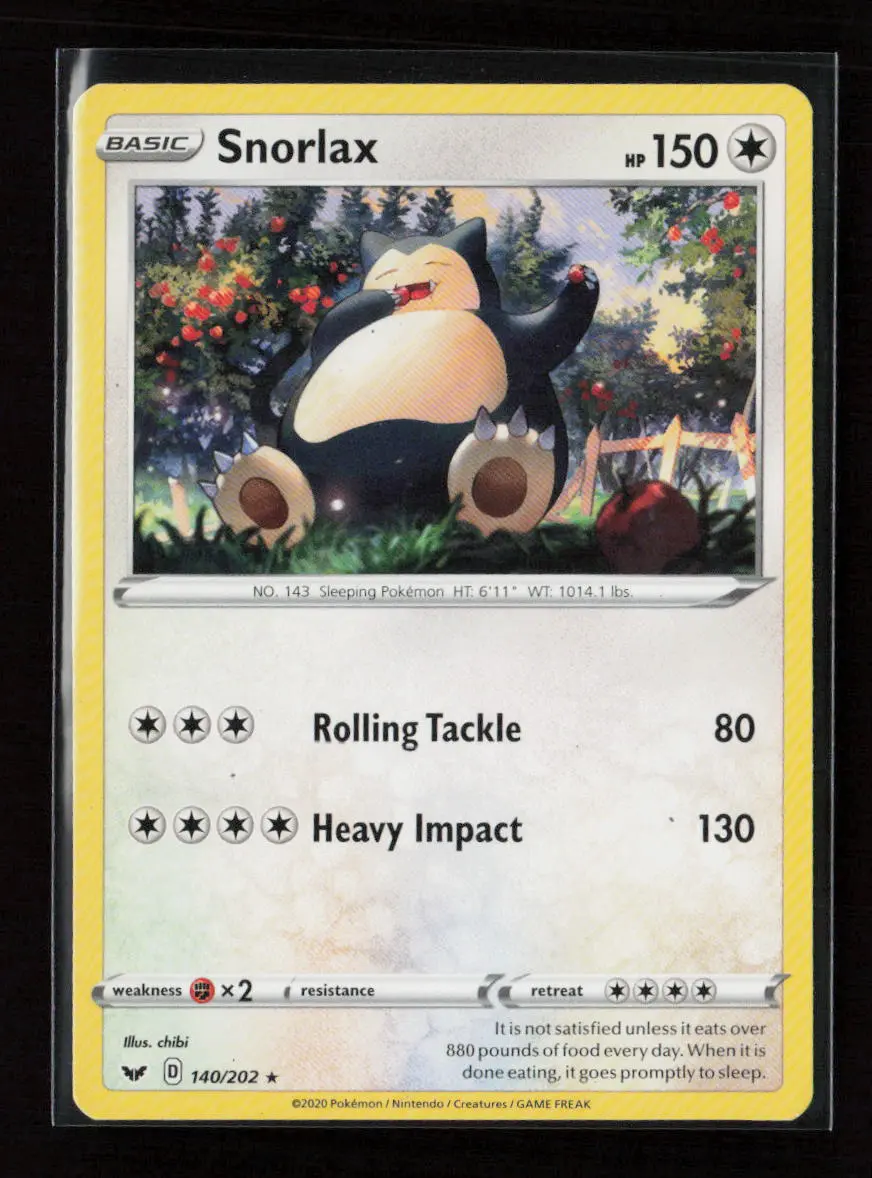 Snorlax Rare Swsh01: Sword & Shield Base Set 140/202 Lp 1
