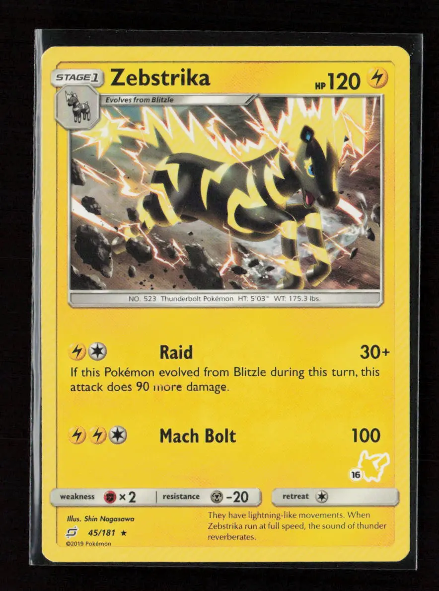 Zebstrika - (#16 Pikachu Stamped) Promo Battle Academy 045/181 Lp 1