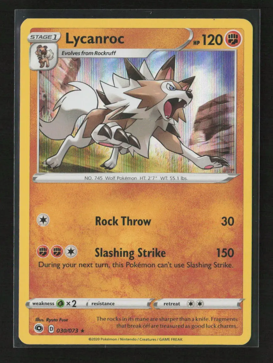 Lycanroc Holo Rare Champion's Path 30/73 Lp 1
