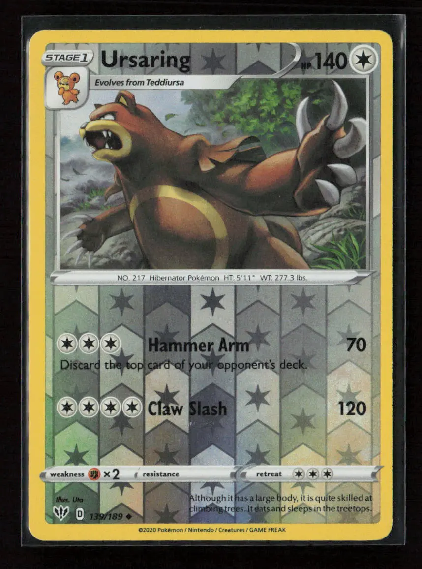 Ursaring Uncommon Swsh03: Darkness Ablaze 139/189 Nm 1