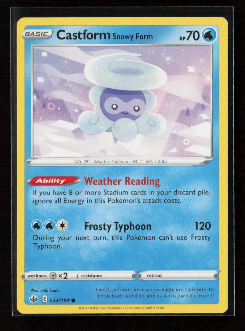 Castform Snowy Form Common Swsh06: Chilling Reign 034/198 Lp 1