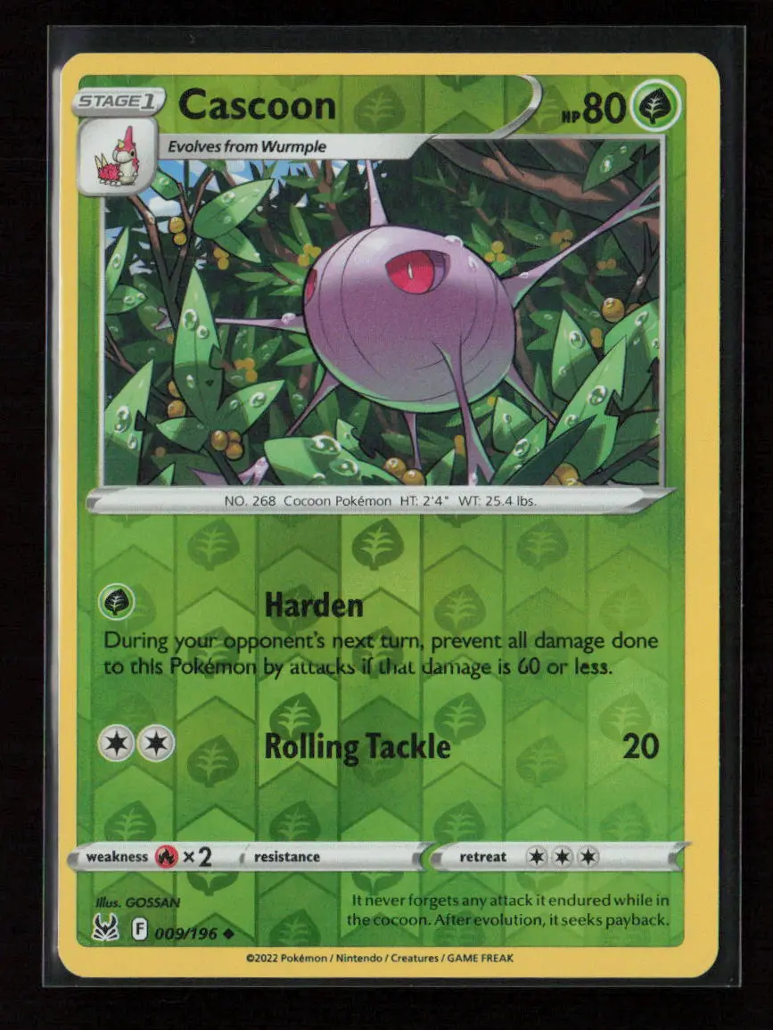 Cascoon Uncommon Swsh11: Lost Origin 009/196 Nm 1