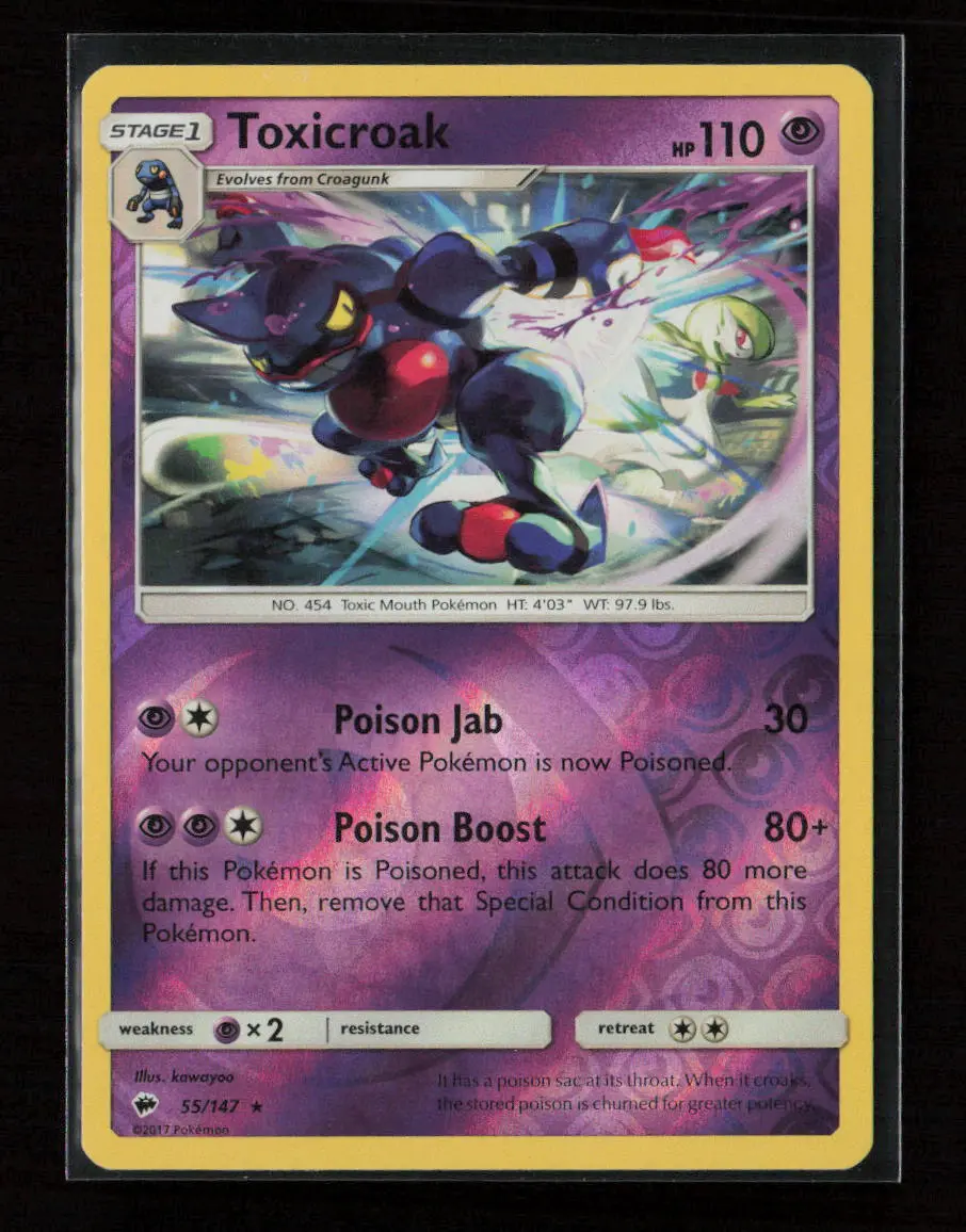 Toxicroak Rare Sm - Burning Shadows 55/147 Nm 1