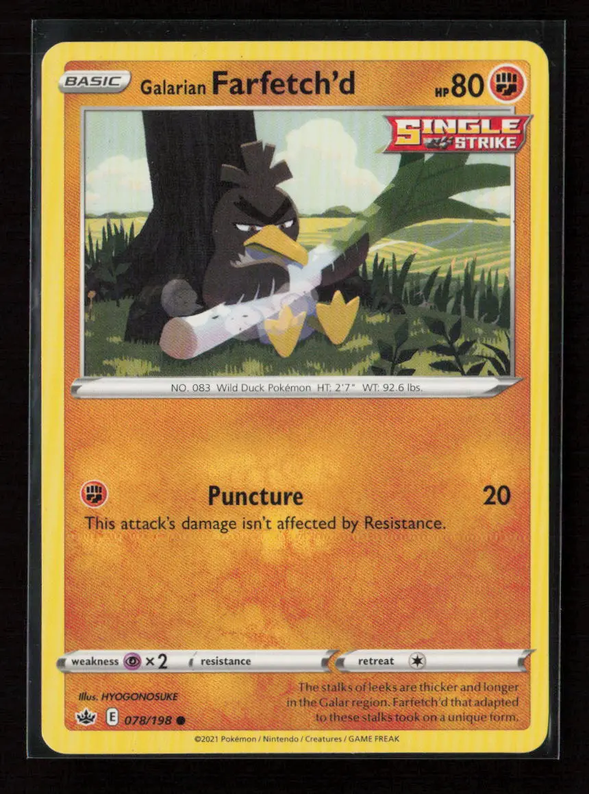 Galarian Farfetch'd Common Swsh06: Chilling Reign 078/198 Lp 1