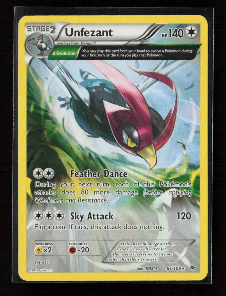 Unfezant (81 Delta) Rare Xy - Roaring Skies 81/108 Lp 1