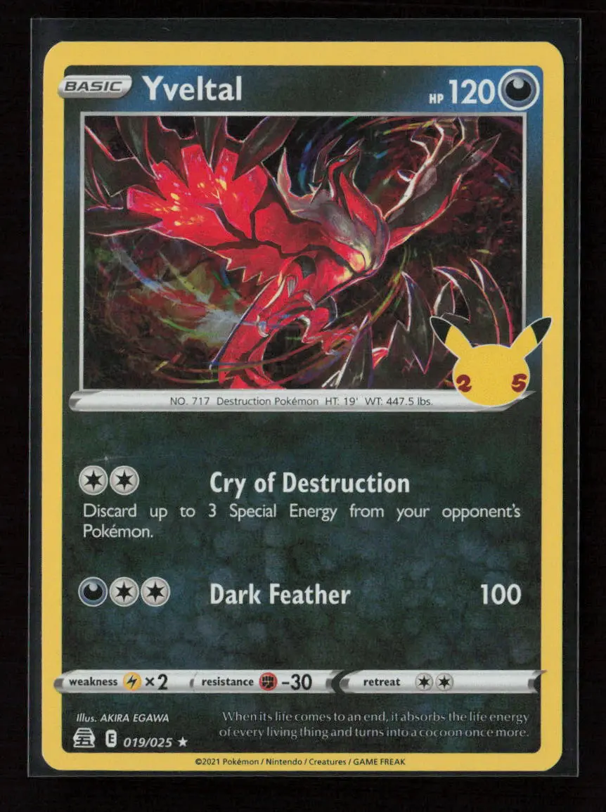 Yveltal Holo Rare Celebrations 019/025 Nm 1