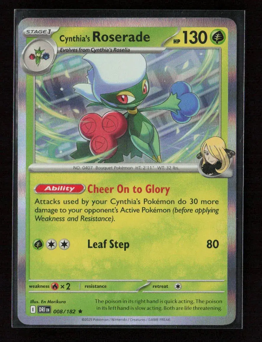 Cynthia's Roserade Rare Sv10: Destined Rivals 008/182 Nm 1