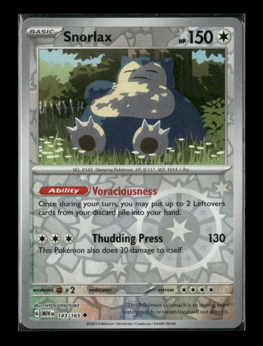 Snorlax Uncommon Sv: Scarlet & Violet 151 143/165 Lp 1