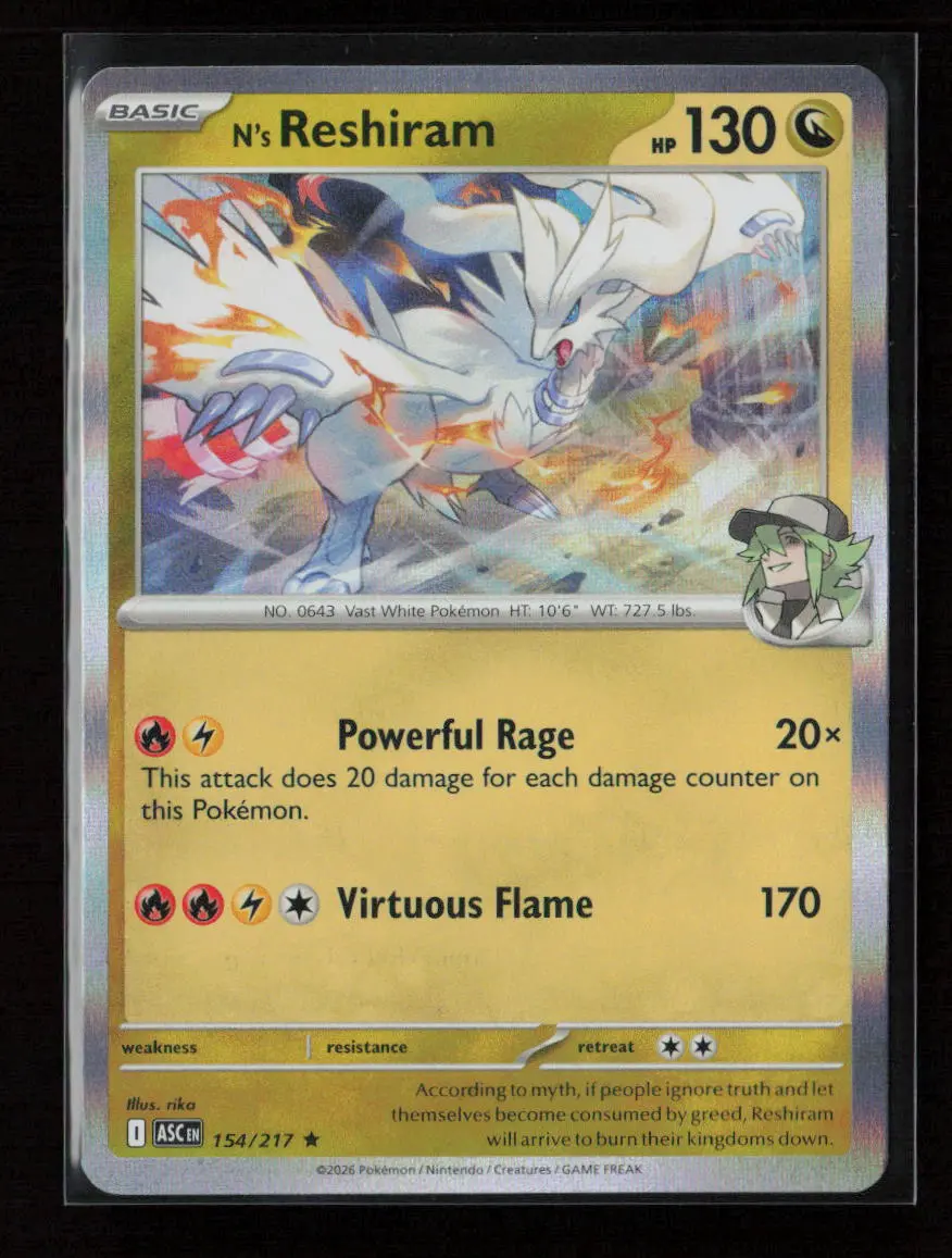 N's Reshiram Rare Me: Ascended Heroes 154/217 Nm 1