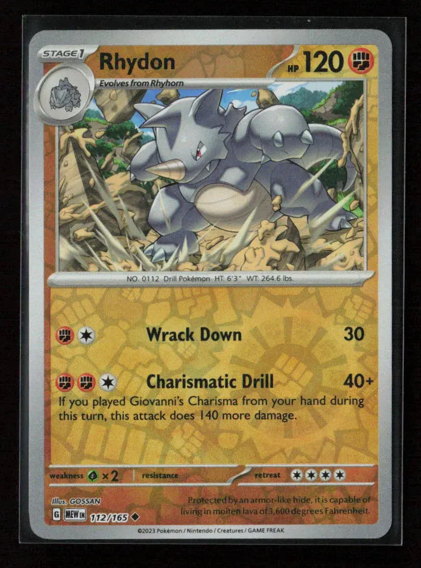 Rhydon Uncommon Sv: Scarlet & Violet 151 112/165 Nm 1