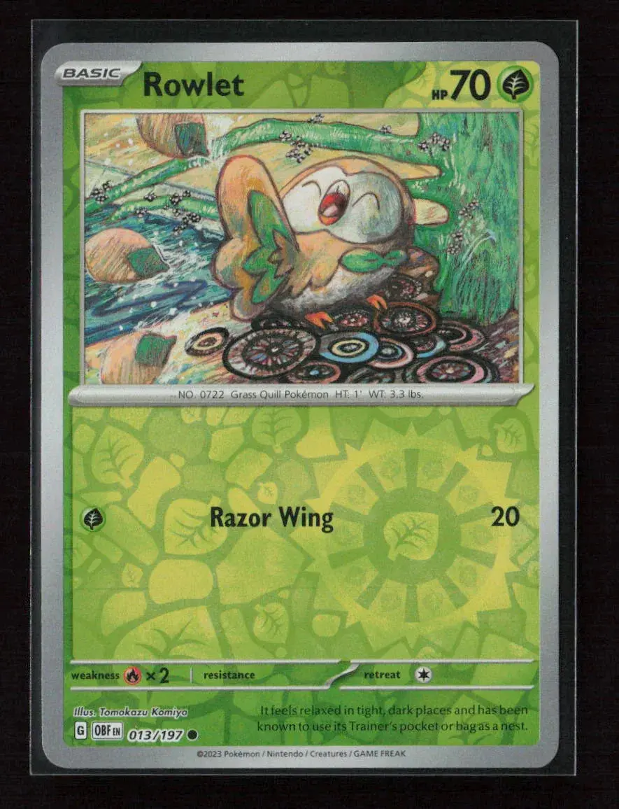 Rowlet Common Sv03: Obsidian Flames 013/197 Nm 1