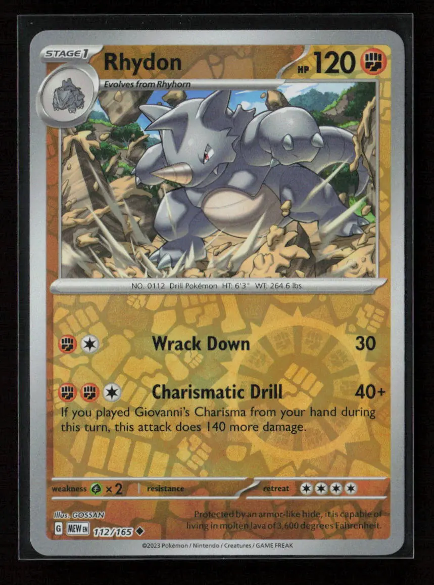 Rhydon Uncommon Sv: Scarlet & Violet 151 112/165 Nm 1