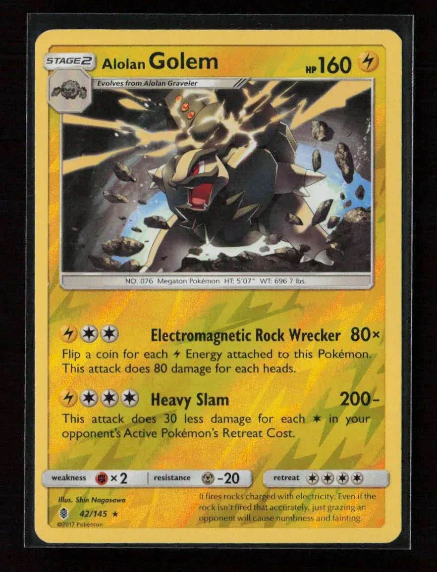 Alolan Golem Holo Rare Sm - Guardians Rising 42/145 Lp 1