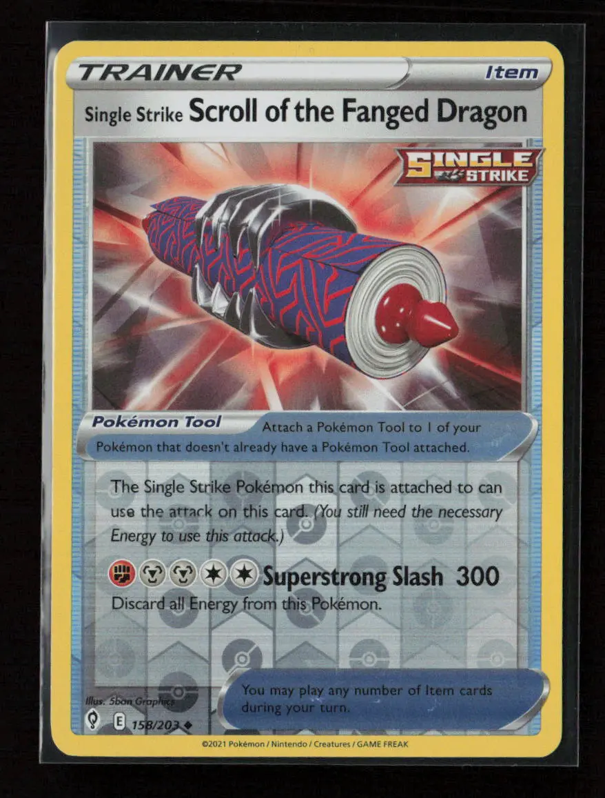 Single Strike Scroll Of The Fanged Dragon Uncommon Swsh07: Evolving Skies 158/203 Nm 1