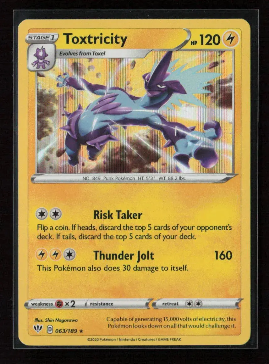 Toxtricity Holo Rare Swsh03: Darkness Ablaze 063/189 Nm 1