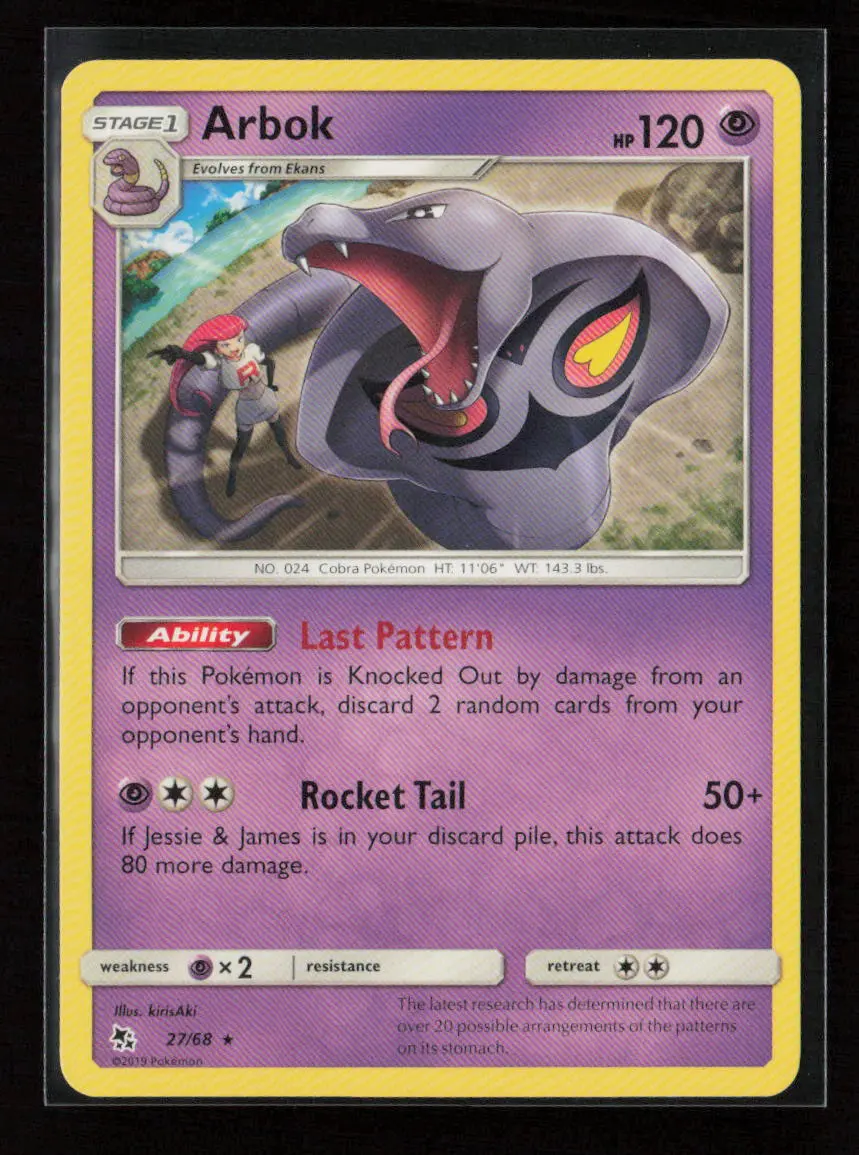 Arbok Rare Hidden Fates 27/68 Nm 1