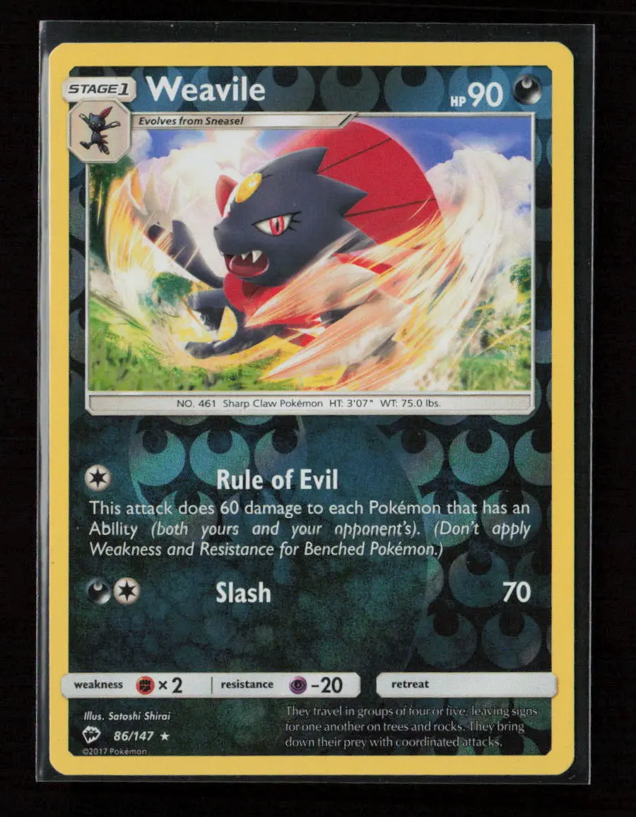 Weavile Rare Sm - Burning Shadows 86/147 Nm 1