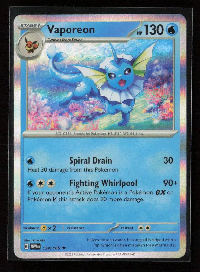 Vaporeon Rare Sv: Scarlet & Violet 151 134/165 Nm 1