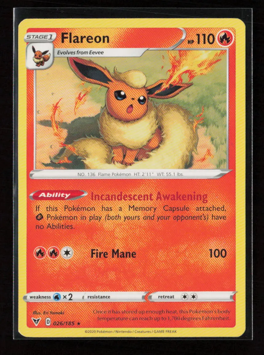 Flareon Rare Swsh04: Vivid Voltage 026/185 Lp 1
