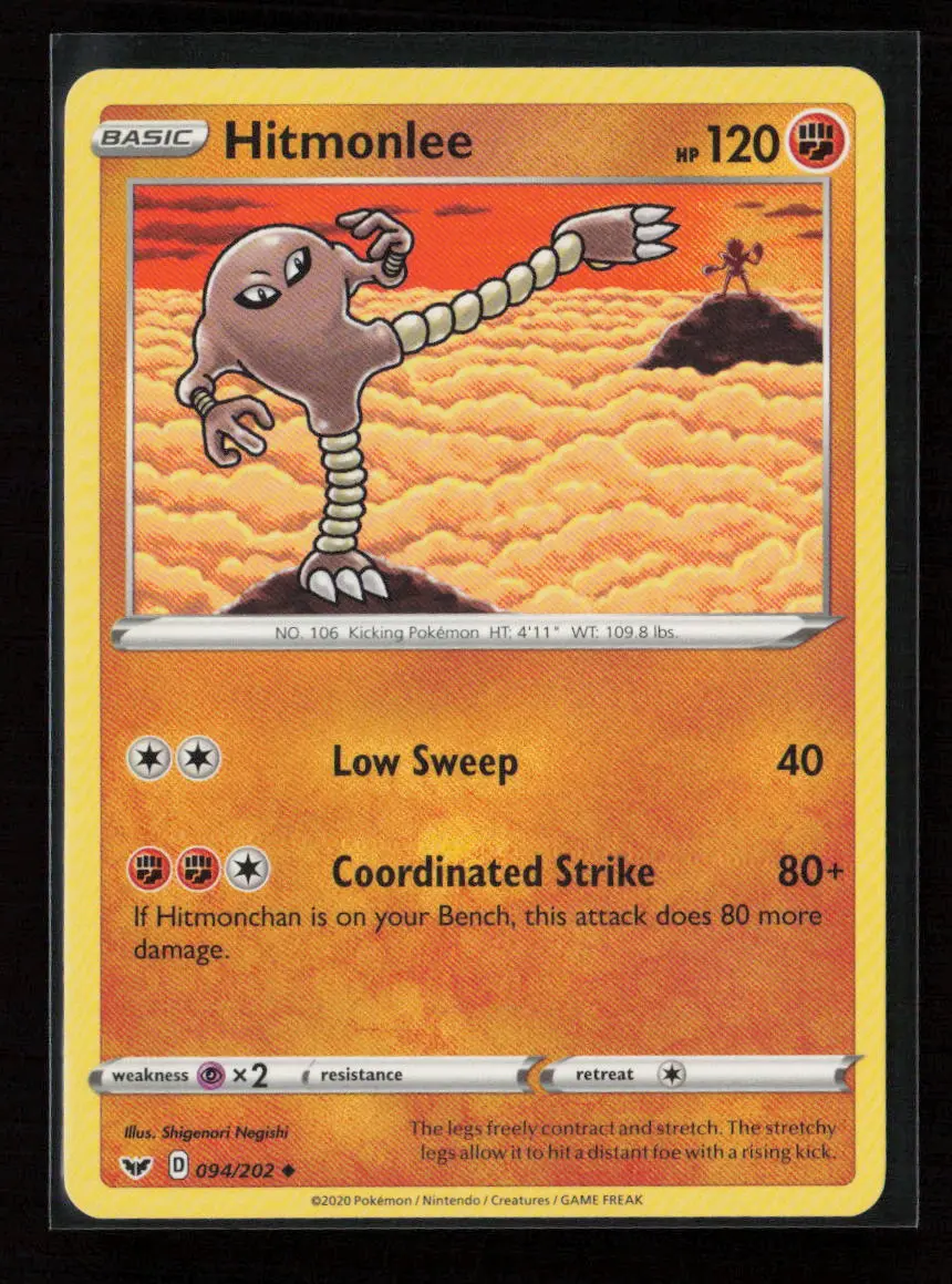Hitmonlee Uncommon Swsh01: Sword & Shield Base Set 094/202 Lp 1