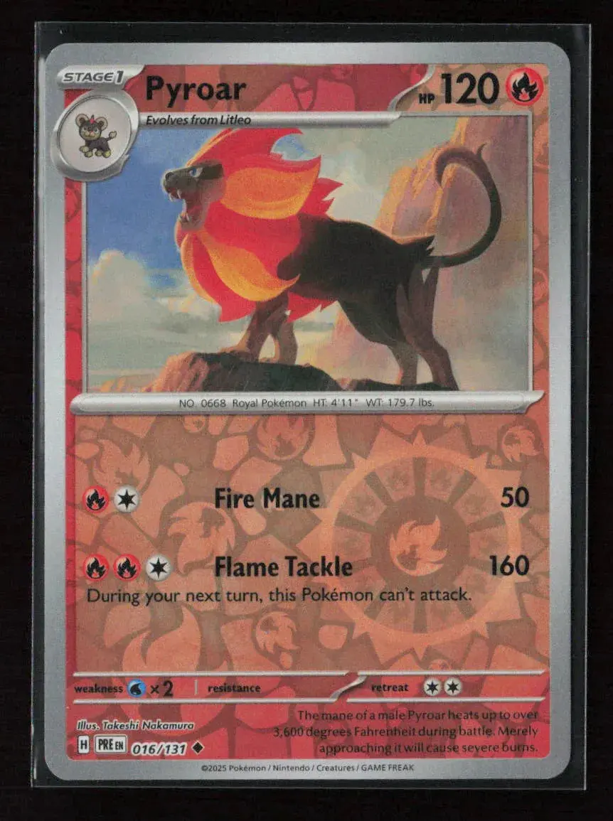 Pyroar Uncommon Sv: Prismatic Evolutions 016/131 Nm 1